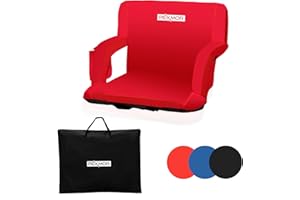 PEXMOR Wide 25''/21'' Stadium Seats for Bleachers with Back Support & Carrying Bag, Reclining Chair with Two Pockets for Drinks, Portable Padded Shoulder Straps, Armrests, Waterproof Anti-Slip Bottom