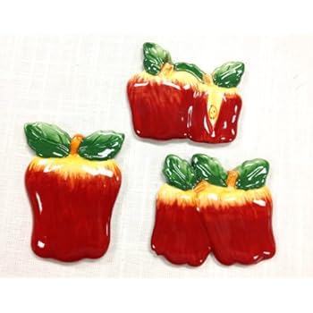 Tuscan Hand Painted Set of 3 Assorted Apple Magnets 3-3/4
