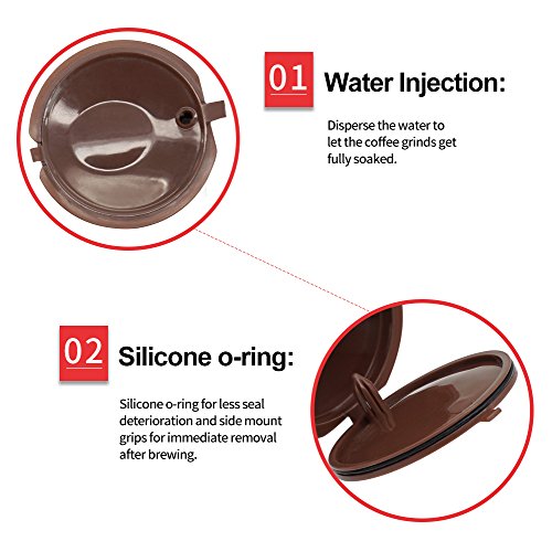 BRBHOM 6 Refillable Dolce Gusto Coffee Capsule Reusable Dolce Gusto Coffee Filter with Coffee Spoon,Brush (6, Coffee)