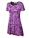 LL WT1066 Womens Scoop Neck Short Sleeve All Over Tie Dye Trapeze Tunic Top M PURPLE