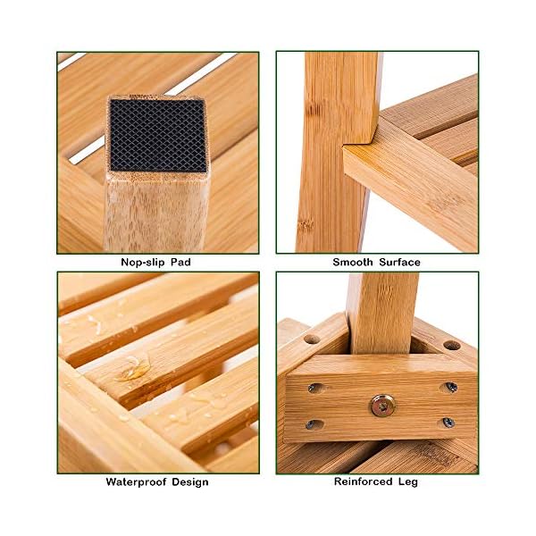 Unibambou Bamboo Shower Bench with Storage Shelf, Wooden Spa Bath Deluxe Organizer Shower Stool for Inside Shower Waterproof, Bathroom Bench Seat for Adults Elderly Seniors for Indoor or Outdoor Use - Image 8