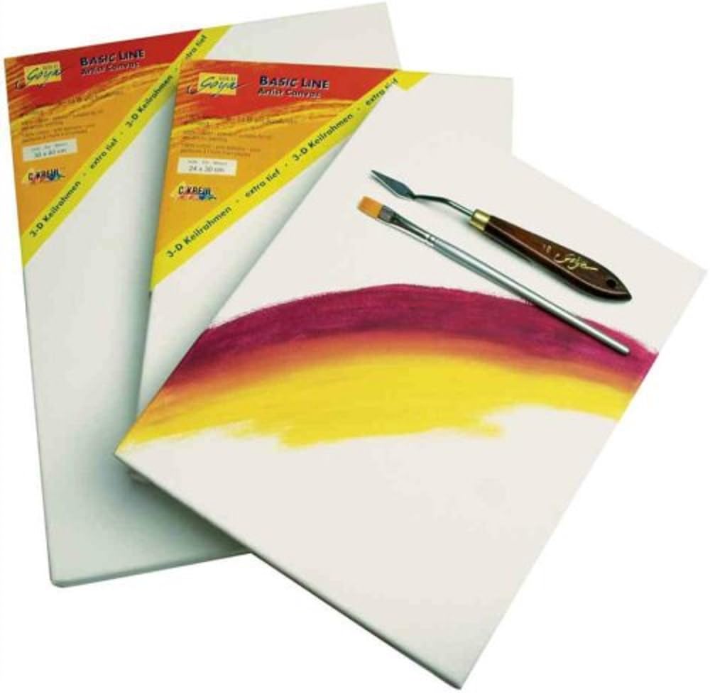 KREUL Solo Goya 644050 3D Stretched Canvas Basic Line Stretcher Frame 40 x 50 cm Extra Deep Approx. 3.8 cm 100% Cotton 4-Ply Primed Ideal for Oil, Acrylic and Gouache Paints