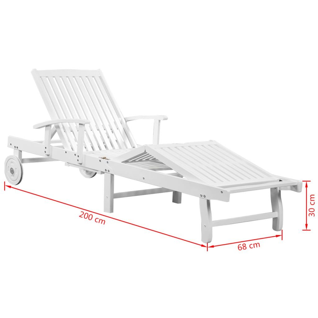Amazon Com Sun Lounger Made Of Solid Acacia Wood White