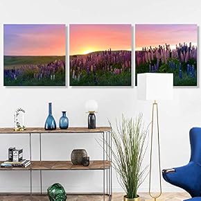 3 Panel Romantic Lavender Pictures Home Wall for...