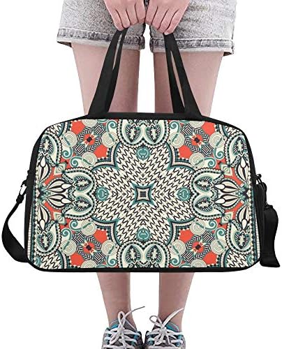Plosds Graphic Symmetric Pattern Large Yoga Gym Totes Fitness Handbags Travel Duffel Bags Shoulder Strap Shoe Pouch For Exercise Sport Luggage For Girl Men Womens Outdoor