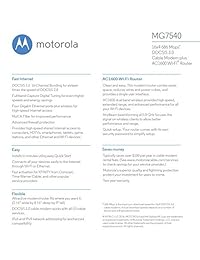 Motorola 16 x 4 módem cable Gateway con WiFi, 686 Mbps DOCSIS 3.0 de alta velocidad + AC1600 WiFi Gigabit Router, certificado por Comcast, Charter Spectrum, Time Warner cable, más, MG7540