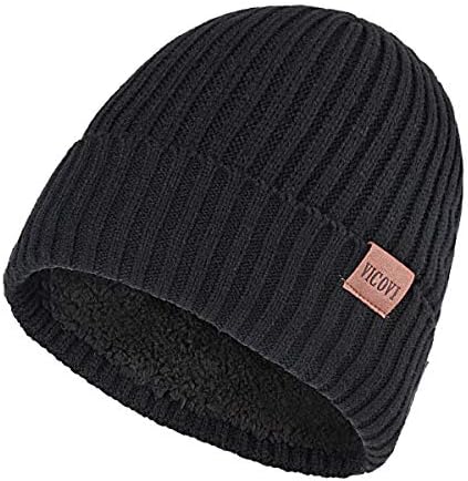 VICOVI Winter Knit Beanie Hats for Men and Women Warm Fleece Stretch Slouchy Skull Cap