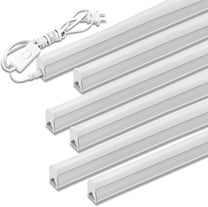 Amazon Led蛍光灯 w形 器具一体型led蛍光灯 T5 Led 直管 9w Led 2700k 3000k 電球色 天井照明 バーライト ベースライト 60cm 蛍光灯器具セット Led照明 工事不要 軽量 連結コード付属 スイッチ付き 6本入り Dingred ホーム キッチン