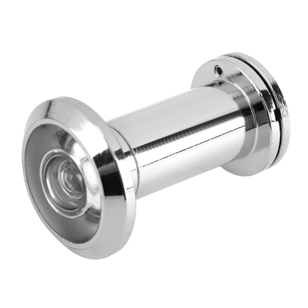 Door Viewer Security Peek Peephole Optical Glass 200 Degree Wide Angle with Privacy Cover (Bright Chrome)
