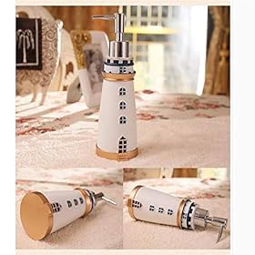 DALAZ Mediterranean Style Cute Lighthouse Decorative Bathroom Accessory Set Liquid Soap Lotion Pump Dispenser Resin… 51zGlAs7EQL