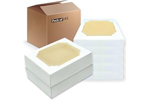 Homelance 45 Pcs 10x10x2.5 pie boxes for 9 inch pies box 10 inch bakery box, pie boxes with window 10x10 for Cookie Cake, Tre