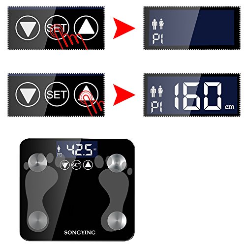 Smart Body Fat Scale, Large LED Display, USB Charging Body Fat Scale, Weight/Body Fat/BMI/Fitness Body Composition Analysis Smart Scale,to Accurately Track Your Health,Auto Turn Off/On,Exquisite,Black