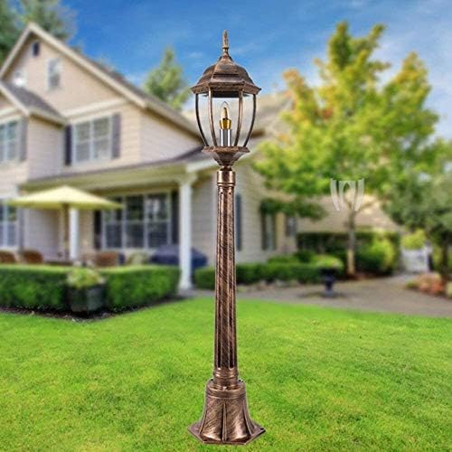 Bestprva レトロガラスのランタンガーデン芝生街灯 アメリカのアンティークアルミヴィンテージ風景ハイポールヴィラパーク装飾防水屋外列ランプ フロアライト風景