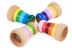 SOPOTUTU Kaléidoscope en bois de hêtre coloré pour le développement éducatif avec grande lentille