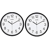 2 Pack Silent Wall Clock，10 Inch Quartz Decorative Wall Clock Non-Ticking Classic Digital Clock Battery Operated Round Easy t