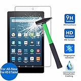 LEDNICEKER Fire HD 8 Screen Protector 2017 Release - Tempered Glass Screen Protector Film for Fire HD 8 Tablet (7th 2017 Release) 0.3mm , 9H Hardness, Crystal Clear, Bubble Free, Anti-Scratch