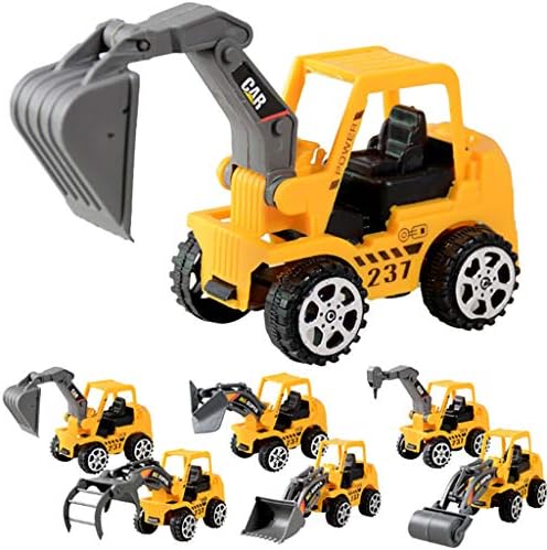 Construction Cars - ใ6Packใ Friction Powered Push and Go Construction Transport Scale Model Educational Vehicles Mini Toy Car Set for Kids Toddlers Boys & Girls 1-3 Year Old