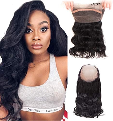 360 Lace Frontal Closure Body Wave Cheap Human Hair 360 Frontal with Baby Hair 20"Frontal 360 Closure Natural Black Color 130% Density