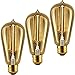 LETO 3-PACK ST21 Vintage Thomas Edison Incandescent Light Bulb 60W- Squirrel Cage Filament -Dimmable- E26 Medium Base -Teardrop Top
