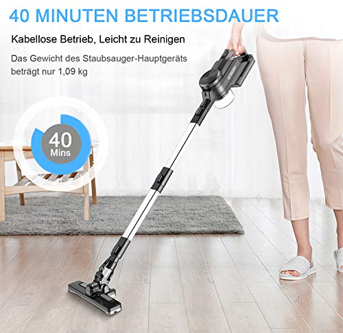 oneday® Akku Handstaubsauger, Doppelt Pro-Zyklon Kabelloser Staubsauger, 1 L Staubbehälter, 40 Minuten Reinigungszeit,mit 9 Zubehör[Energieklasse A+]