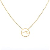 VAttract Wave Necklace Ocean Jewelry Gifts Beach Necklaces Cute Chokers for Women(Gold)
