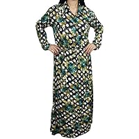 Mogul Interior Womens Maxi Dress Button Down Ring Of Roses Holiday Resort Shirt Caftan Dresses