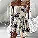 Ouduokiya Women Sexy Flower Print Long Sleeve Off Shoulder Short Dress (S, Black)