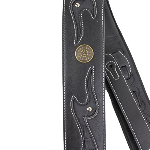 Walker & Williams GD-27 Black Lightning Strap with Gator Inserts, Antiqued Brass Coin & Nailhead Rivets - Thumbnail 4