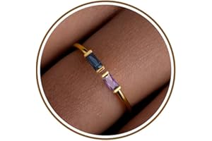 JSJOY Birthstone Rings for Women Dainty Emerald Blue Ring Birthday Gifts for Mom Her Gemstones CZ Ring for Teens Gold Rings That Don't Tarnish Adjustable Ring Jewelry Gifts