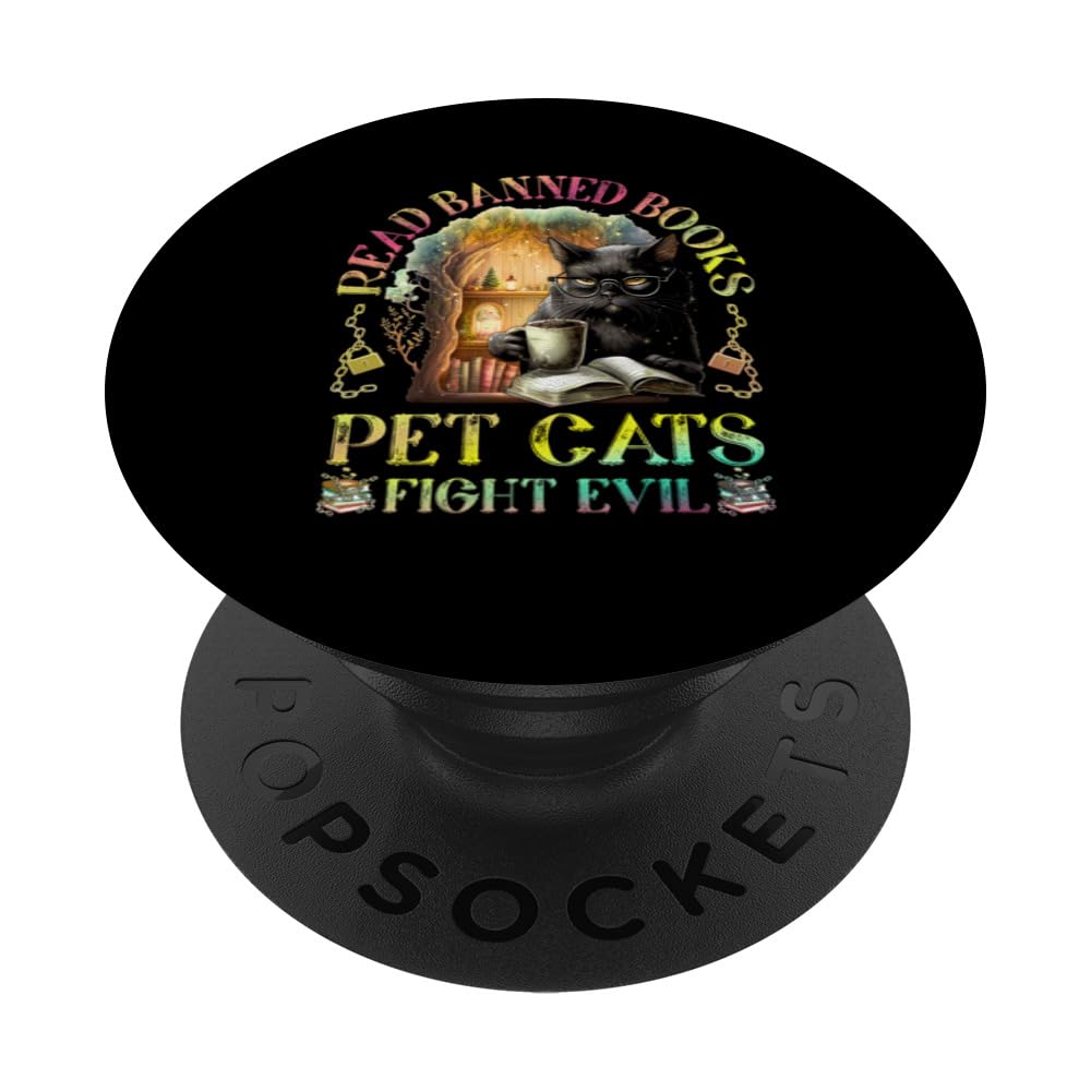 Read Banned Books Lover Pet Cats BookWorm Banned Books PopSockets Swappable PopGrip