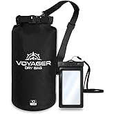 EcoGear FX Heavy Duty Waterproof Dry Bag Voyager - Durable Roll Top Compression Bag - Kayak Accessories, River Rafting, Boating, Traveling, Beach - Phone Case Included - 10L