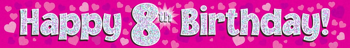 Oaktree UK 9ft Banner Happy 8th Birthday Pink