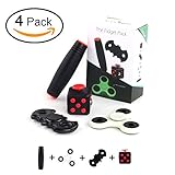 The Fidget Pack by Coogue, SET OF 4, Fluorescent Spinner, STICK, CUBE, BATMAN SPINNER, Toy for Kids and Adults, perfect for stress relief, Anti-Anxiety, time killer, help focus, Boredom, ADHD Autism