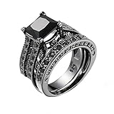 WensLTD Clearance! 2-in-1 Womens Vintage White Diamond Silver Engagement Wedding Band Ring Set