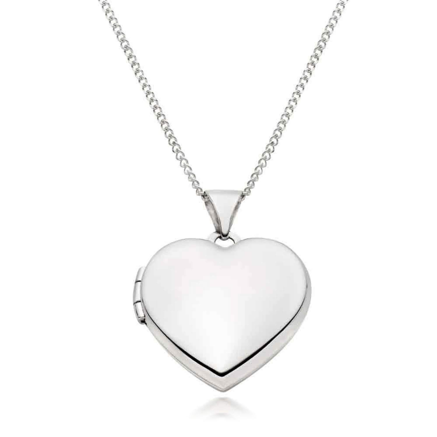 Alexander Castle 925 Sterling Silver Locket Necklace for Girls Children - 16mm x 16mm Small Heart Locket with 18" Silver Chain & Jewellery Gift Box