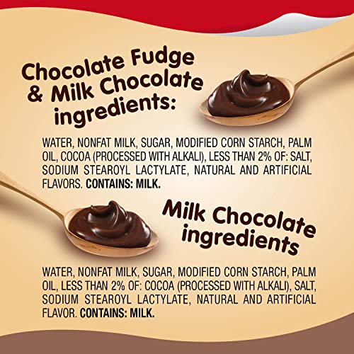 SNACK PACK MILK CHOCOLATE AND CHOCOLATE FUDGE/MILK CHOCOLATE PUDDING, 4 COUNT PUDDING CUPS