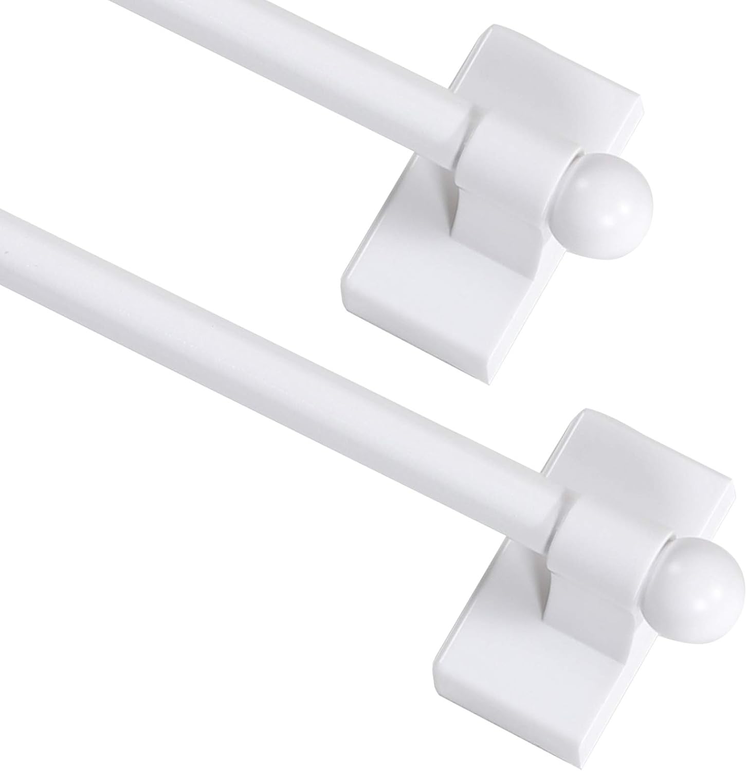 Window Treatment Hardware - Turquoize 2 Pack Magnetic Curtain Rods for Metal Doors with Adjustable Length,Extends from 16 inch to 28 inch Magnetic Cafe Curtain Rod, Easy Installation for Any Steel Spaces, White, 2 Pack