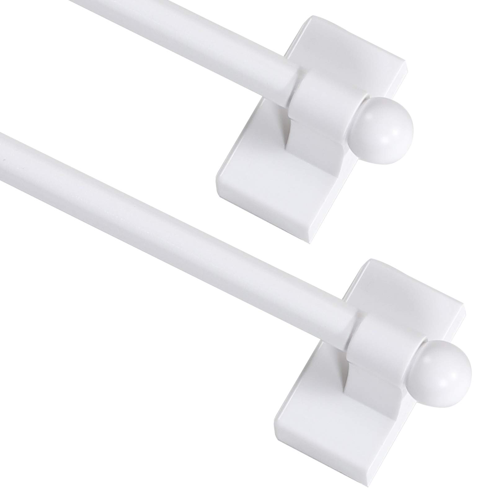 Turquoize Magnetic Curtain Rod with Adjustable Lenght,Easy Installation for Narrow Spaces,16 to 28 Inch, White,2 Pack