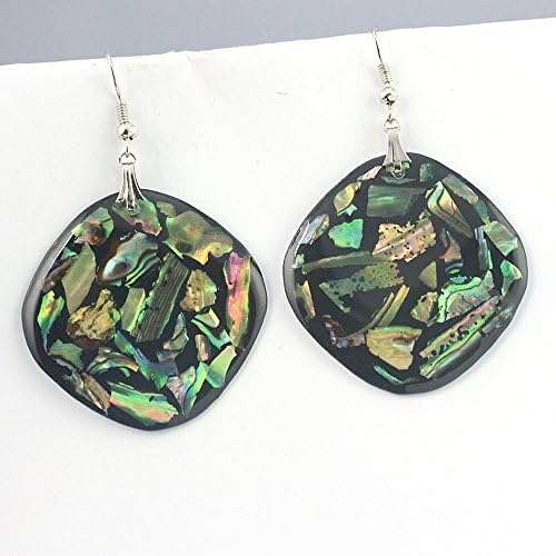 BEST FINISH ABOLENE SHELL FASHION JEWELRY .925 SILVER PLATED EARRINGS S24445 2.5 inches