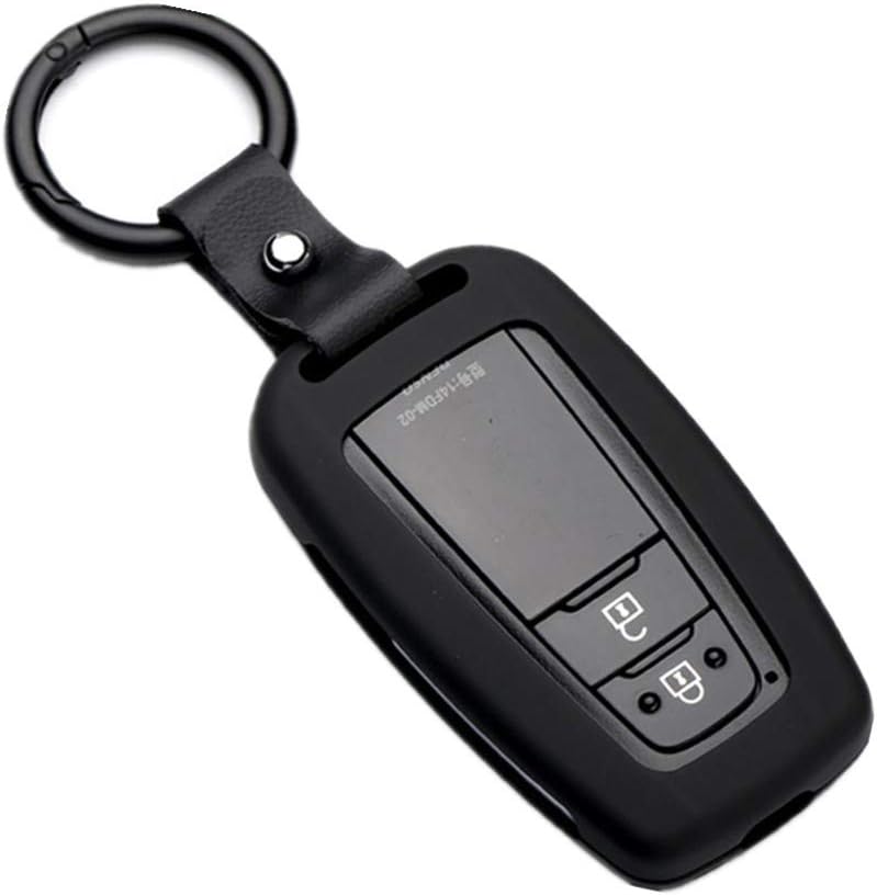 Happyit ABS Carbon Fiber Shell Car Key Cover Cases for Toyota CHR C-HR Prado Prius Camry Corolla RAV4 2 3 4 Buttons Keyless Keychain (Black A)