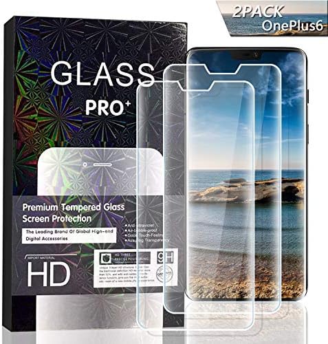JKPNK Oneplus 6 Screen Protector [2 Pack], Tempered Glass Screen Protector[Anti-Glare] Full Coverage HD Anti-Scratch [Bubble-Free] Screen Protector for Oneplus 6