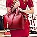 Women's Classic Red Shoulder Bag Lady Simple Leather Top Handle Tote Boston Handbag