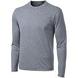 DRI-Equip Long Sleeve Moisture Wicking Athletic Shirt-Large-VintageHeather