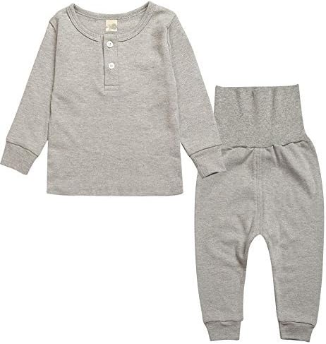LQVOG Kids Boys Girls Pajamas Set 100% Cotton Toddler Long Sleeve Sleepwear Pjs Set (2T, gary)