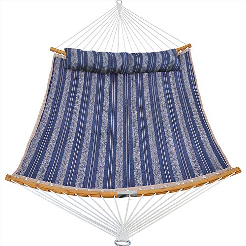 Patio Watcher 11 Feet Quilted Fabric Hammock with CurvedBar Bamboo and