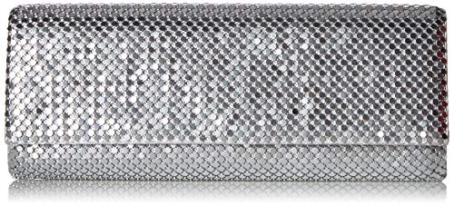 Jessica McClintock Women's BRE Mesh E/W Clutch, Silver