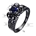 Bamos® Fashion Jewelry Womens Blue Sapphire Six Claws Four skull Black Gold Wedding Rings Size 7