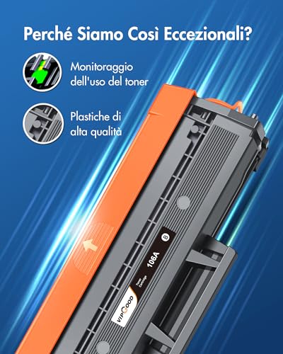 VIPGOOD 106A Toner with Chip Compatible for HP 106A W1106A Laser Toner Cartridges 107w 107a 107r for MFP 137fnw 137fwg 135a 135r 135w 135wg (Black, 2-Pack)