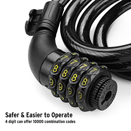 5Digit Bike Cable Basic Self Coiling Resettable Combination Cable Bike Locks with Complimentary