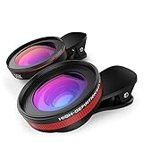 Holigoo 2 in 1 Cellphone Camera Lens kit, 0.6X HD Wide Angle Lens & 15X Macro Lens, Clip-On Professional Cell Phone Lens for iPhone 7/iPhone 6s/6s Plus/6/5, Samsung & Most Smartphones